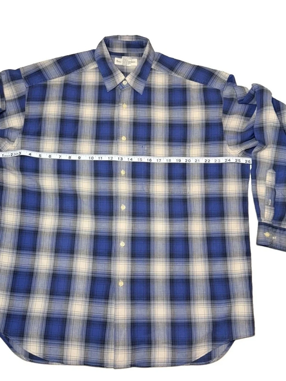 Banana Republic Blue and White Plaid Button-Down Shirt